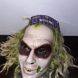 Beetlejuice Michael Keaton Full Mask Hard Plastic Adult Spirit Halloween (NEW)